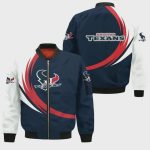 Houston Texans Curve Pattern Bomber Jacket – Navy White Red