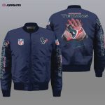 Houston Texans Logo Pattern Bomber Jacket – Navy Blue