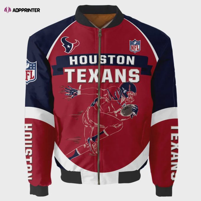 Houston Texans Players Running Pattern Bomber Jacket – Red