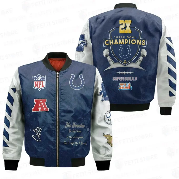 Indianapolis Colts 2X Champions Design Bomber Jacket V1