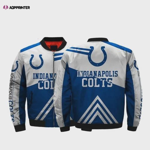 Indianapolis Colts 3D Fullprint Pattern Bomber Jacket – Blue And White