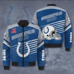 Indianapolis Colts 3D Logo Pattern Bomber Jacket – Blue