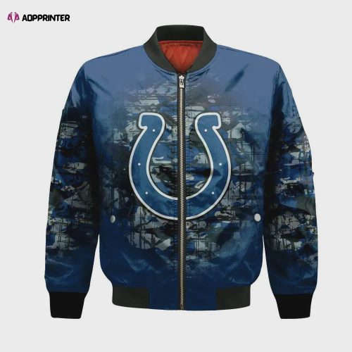 Indianapolis Colts Bomber Jacket 3D Printed Camouflage Vintage