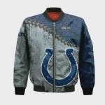 Indianapolis Colts Bomber Jacket 3D Printed Grunge Polynesian Tattoo