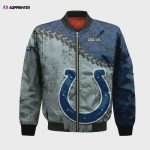 Indianapolis Colts Bomber Jacket 3D Printed Grunge Polynesian Tattoo