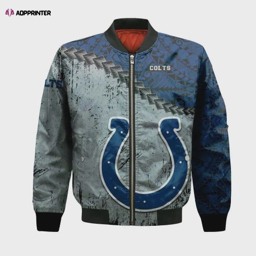 Indianapolis Colts Bomber Jacket 3D Printed Curve Style Custom Text And Number