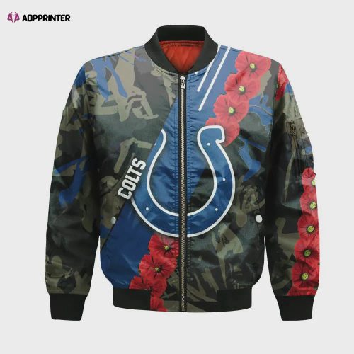 Indianapolis Colts Team Logo Pattern Bomber Jacket – Navy Blue