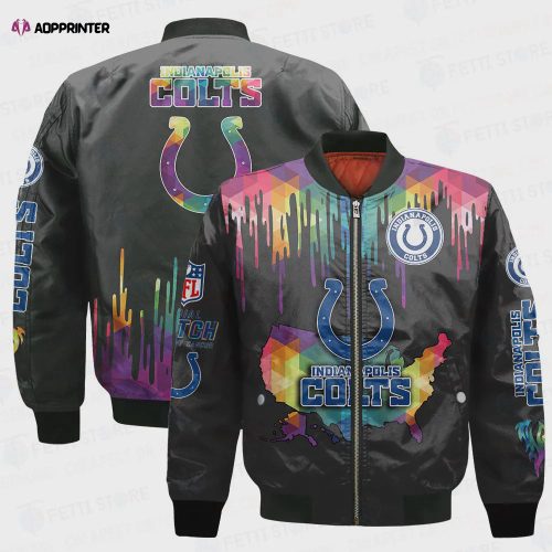 Houston Texans With Skulls Pattern Bomber Jacket – Navy Blue And Red