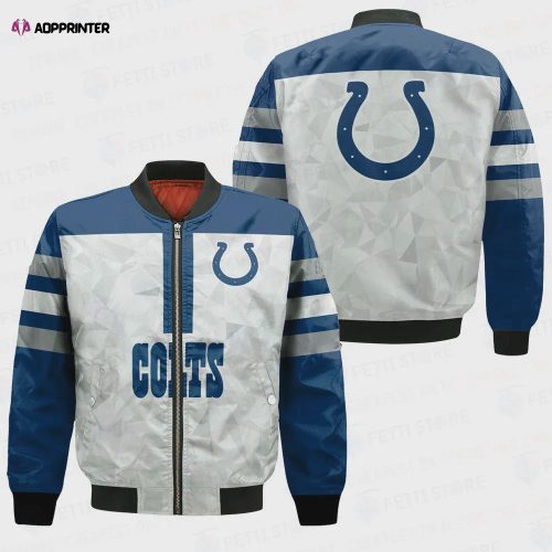 Jacket Indianapolis Colts Logo Pattern Bomber Jacket – Navy Blue And White