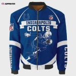 Indianapolis Colts Players Running Pattern Bomber Jacket – Blue