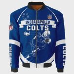 Indianapolis Colts Team Logo Pattern Bomber Jacket – Navy Blue