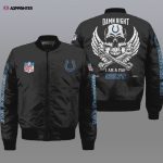 Indianapolis Colts Wings Skull Pattern Bomber Jacket – Black