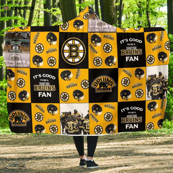 Boston Bruins Fan Gift: Full Printing Hooded Blanket for Men and Women – Stay Cozy and Show Your Team Pride!