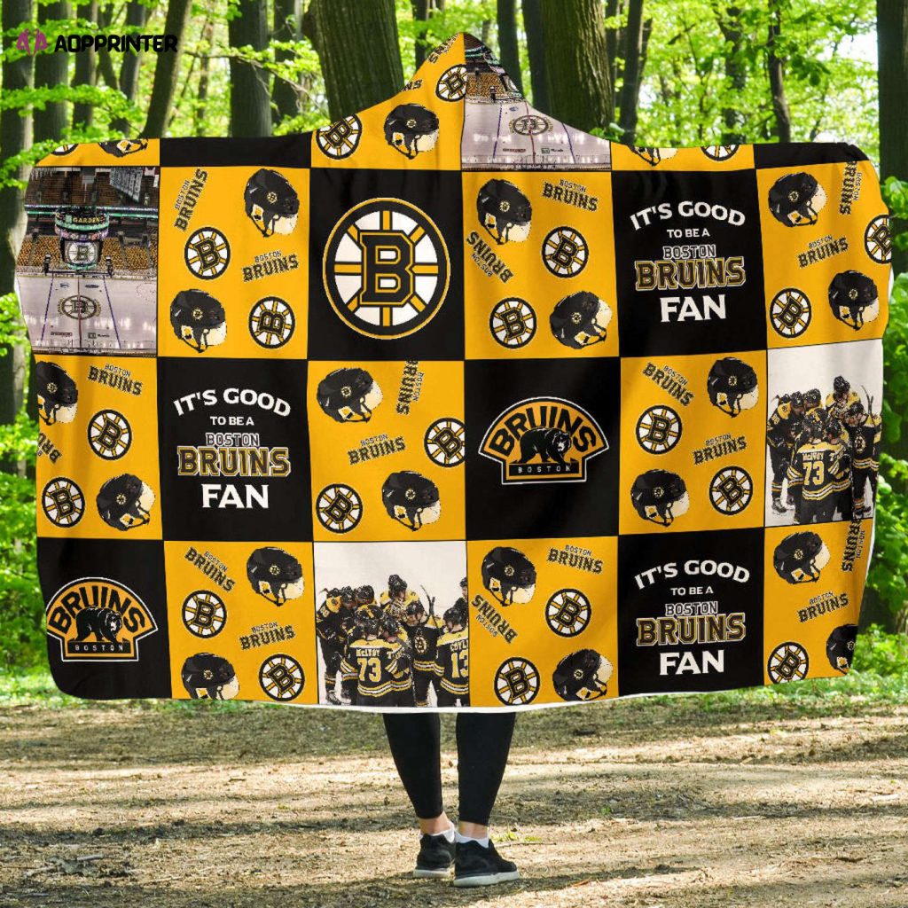 Boston Bruins Fan Gift: Full Printing Hooded Blanket for Men & Women – A Must-Have for True Fans!