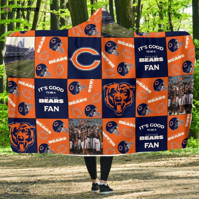 Chicago Bears Fan Hooded Blanket: Ultimate Gift for Men & Women – Full Printing Cozy & Stylish