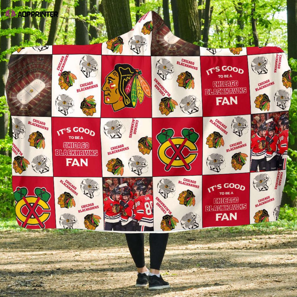 Chicago Blackhawks Fan Gift: Full Printing Hooded Blanket for Men & Women