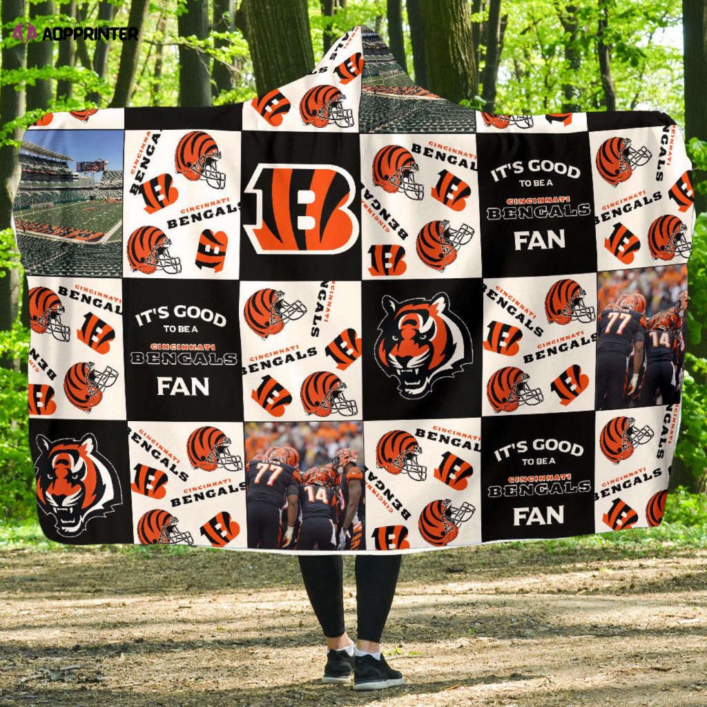 Cincinnati Bengals Fan Gift: Cozy Full-Print Hooded Blanket for Men & Women – Perfect for Bengals Fans!