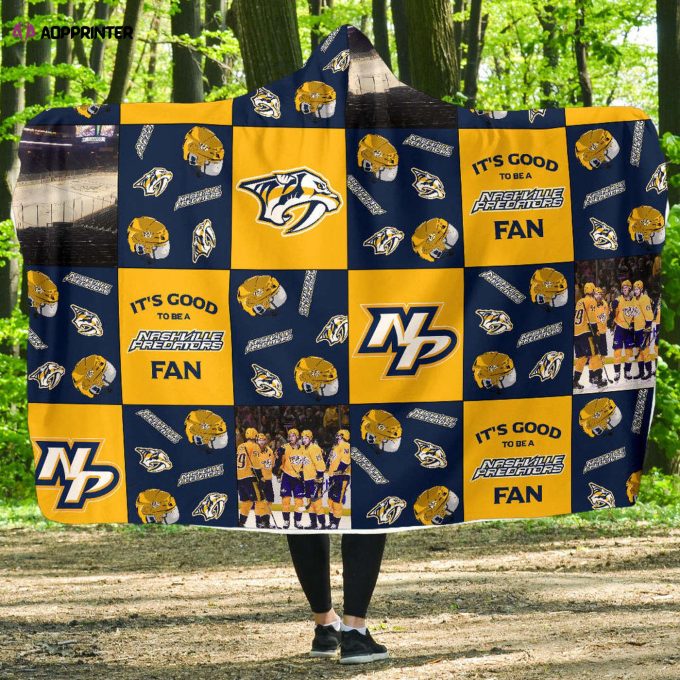 Nashville Predators Fan Gift: Cozy Full Printing Hooded Blanket for Men & Women