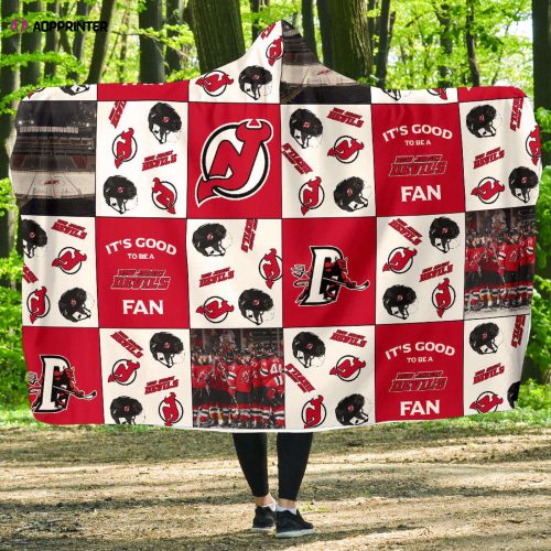 Show Your Devils Pride with Full Printing Hooded Blanket – Perfect Gift for NJ Devils Fans!