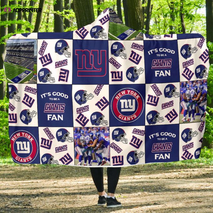 New York Giants Fan Full Printing Hooded Blanket – The Perfect Gift for Men and Women