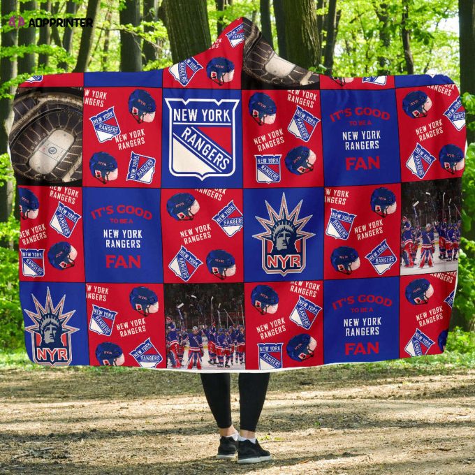 New York Rangers Fan Hooded Blanket – Perfect Gift for Men & Women! Full Printing Cozy & Stylish