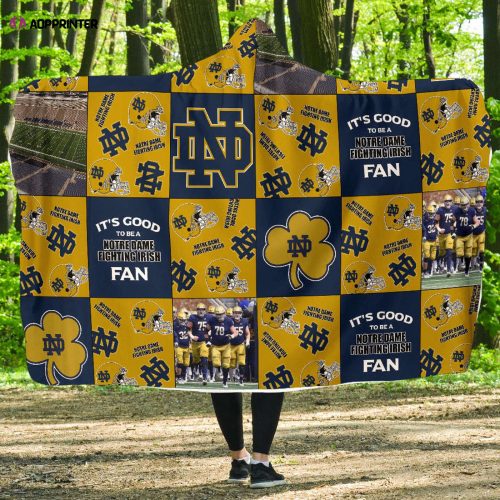 Notre Dame Fighting Irish Fan Gift: Full Printing Hooded Blanket for Men & Women – Stay Cozy & Show Your Team Spirit!