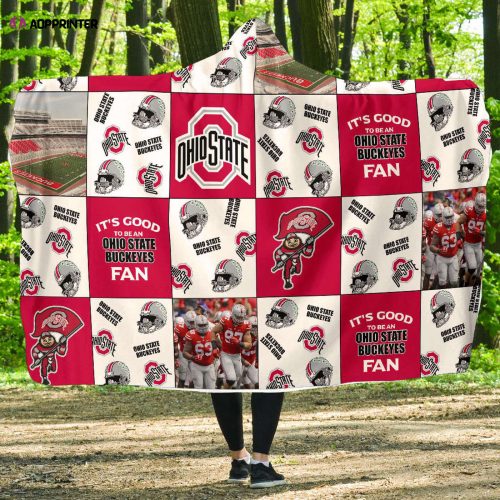 Show Your Ohio State Buckeyes Pride with this Full Printing Hooded Blanket – Perfect Gift for Men & Women!