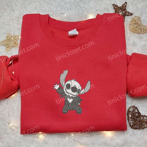 Jack Skellington Stitch Cosplay Embroidered Sweatshirt Disney Halloween Shirt Funny T-shirt