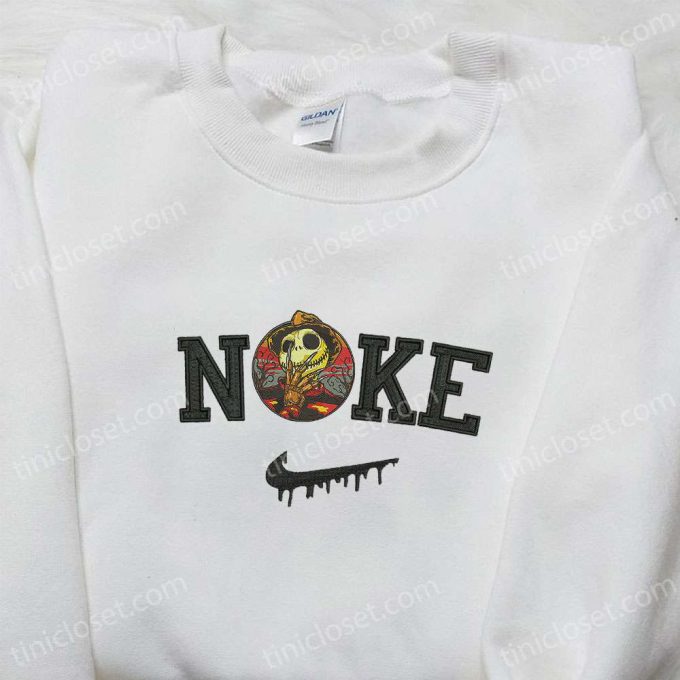 Jack Skellington x Nike Embroidered Shirt Nightmare Before Christmas Sweatshirt & Hoodie: Spooky Style!