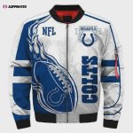 Jacket Indianapolis Colts Logo Pattern Bomber Jacket – Navy Blue And White