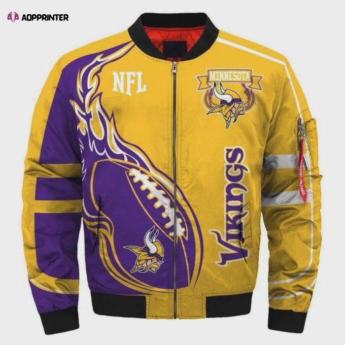 Jacket Minnesota Vikings Pattern Bomber Jacket – Yellow And Purple