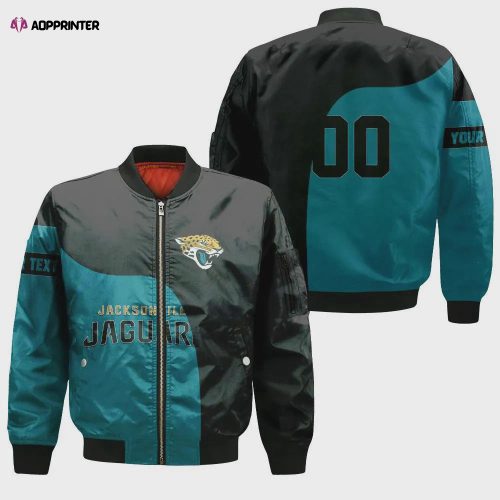 Jacksonville Jaguars Bomber Jacket 3D Printed Curve Style Custom Text And Number