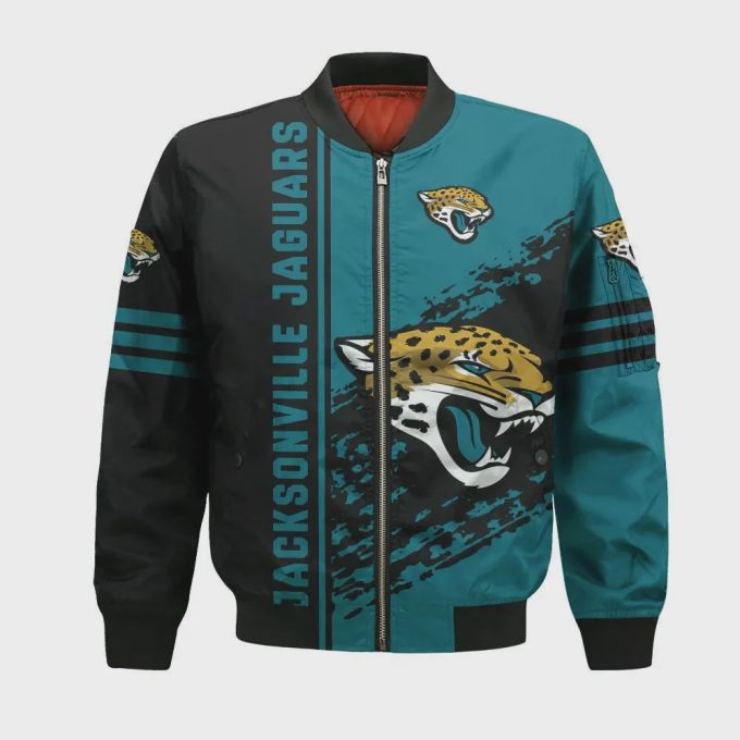 Jacksonville Jaguars Bomber Jacket 3D Printed Logo Pattern In Team Colours