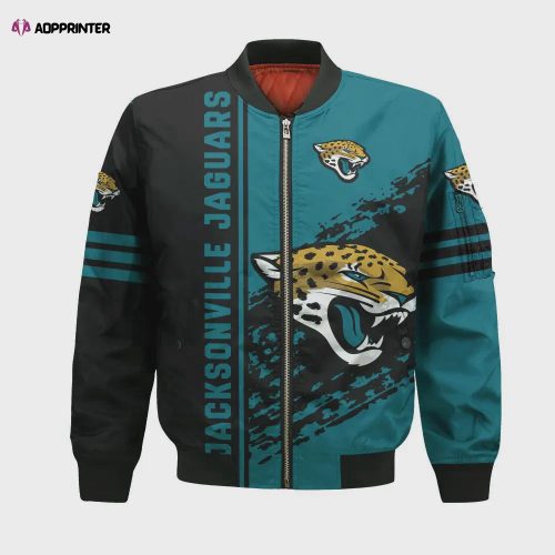 Jacksonville Jaguars Bomber Jacket 3D Printed Logo Pattern In Team Colours