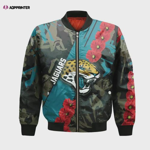 Jacksonville Jaguars Bomber Jacket 3D Printed Team Logo Custom Text And Number