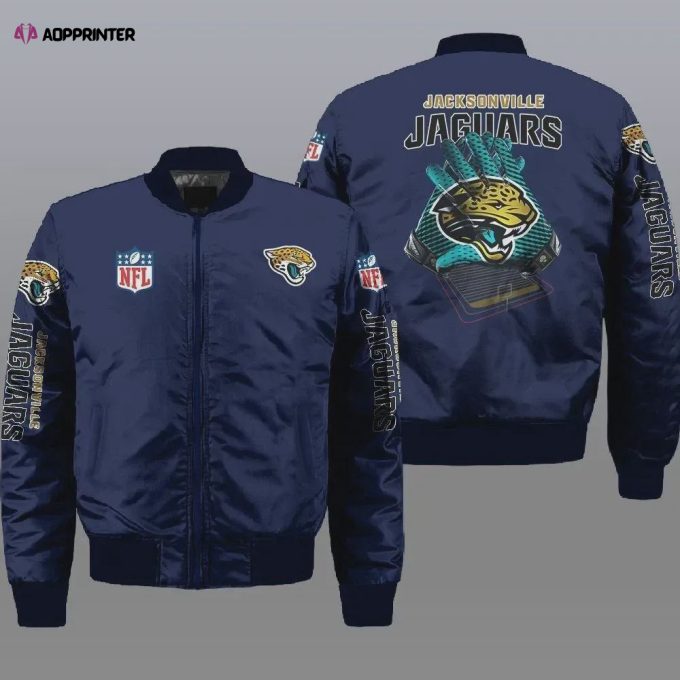 Jacksonville Jaguars Pattern Bomber Jacket – Navy Blue