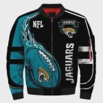 Jacksonville Jaguars Wings Skull Pattern Bomber Jacket – Black And Teal Color