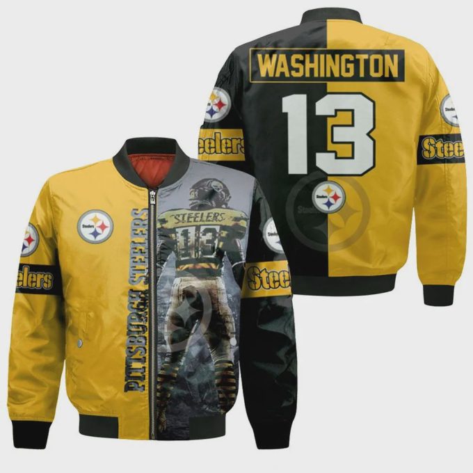 James Washington Pittsburgh Steelers Player Pattern Bomber Jacket – Yellow