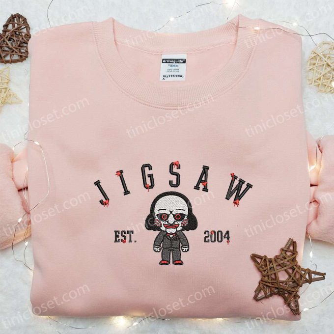 Jigsaw Est 2004 Embroidered Hoodie Horror Characters Sweatshirt Spooky Shirt