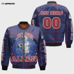 Josh Allen Buffalo Bills Custom Name Number Bomber Jacket – Navy Blue And Red