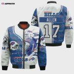 Josh Allen Buffalo Bills Great Player Pattern Bomber Jacket – White And Blue