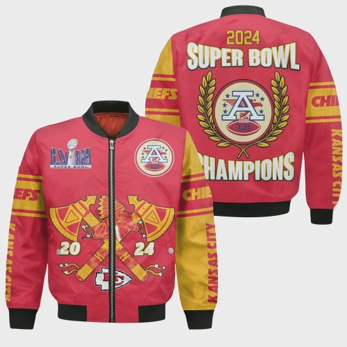 Kansas City Chiefs 2024 Super Bowl Champions Design Bomber Jacket SFAT V21