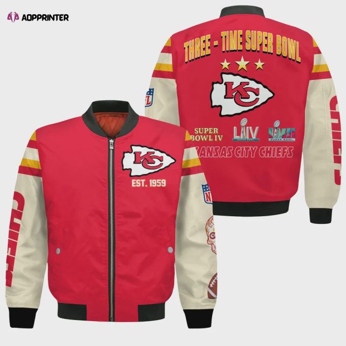 Kansas City Chiefs 3X Champions Design Bomber Jacket SFAT V3