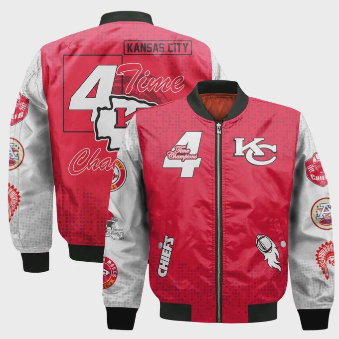 Kansas City Chiefs 4 Times Champions Design Bomber Jacket SFAT V11