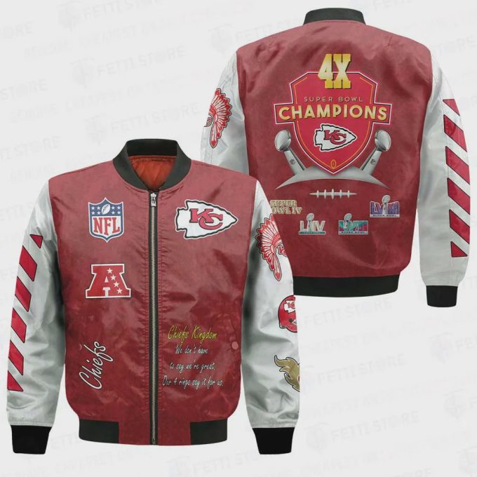 Kansas City Chiefs 4X Champions Design Bomber Jacket V1