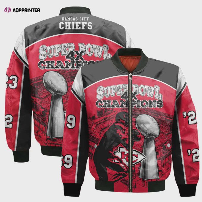 Kansas City Chiefs 4x Super Bowl Champions Design Bomber Jacket SFAT V23