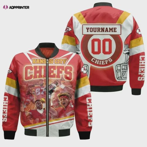 Kansas City Chiefs Afc West Personalized Bomber Jacket – Red And Yellow