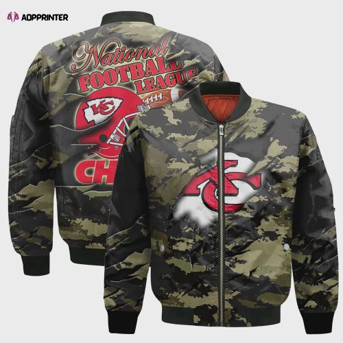 Kansas City Chiefs Bomber Jacket 3D Printed Camouflage Vintage