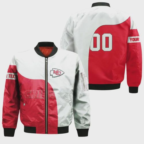 Kansas City Chiefs Bomber Jacket 3D Printed Curve Style Custom Text And Number