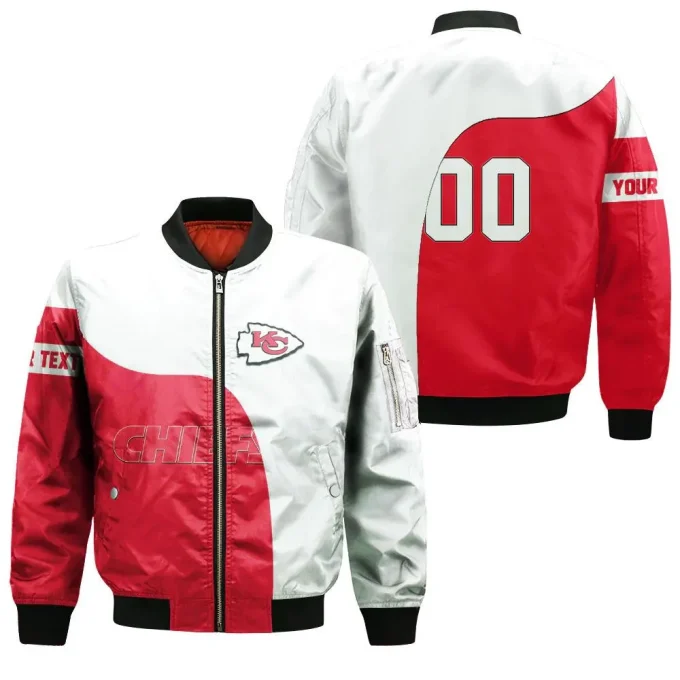 Kansas City Chiefs Bomber Jacket 3D Printed Curve Style Custom Text And Number